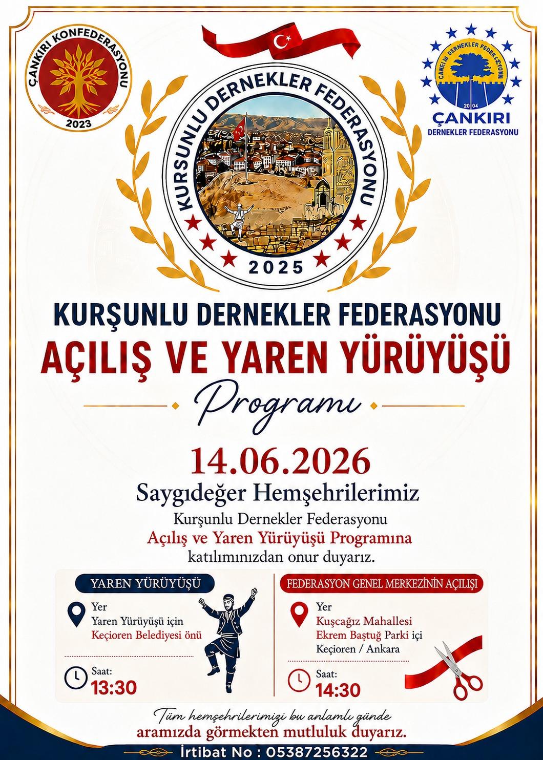 Kurşunlu Dernekler Federasyonu’nun Açılışı ve Yaren Yürüyüşü Ankara’da Gerçekleşecek