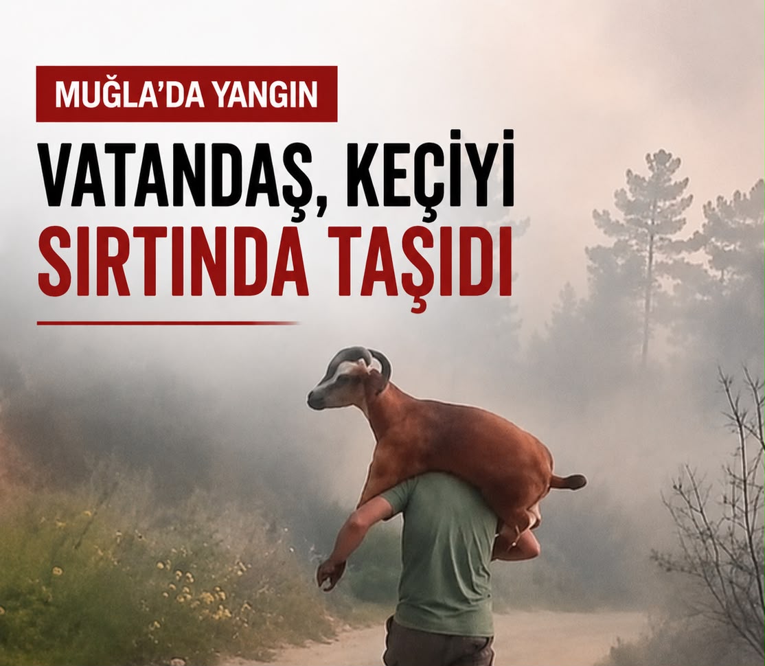 Muğla'da Yangından Kurtarılan Keçiyi Sırtında Taşıdı