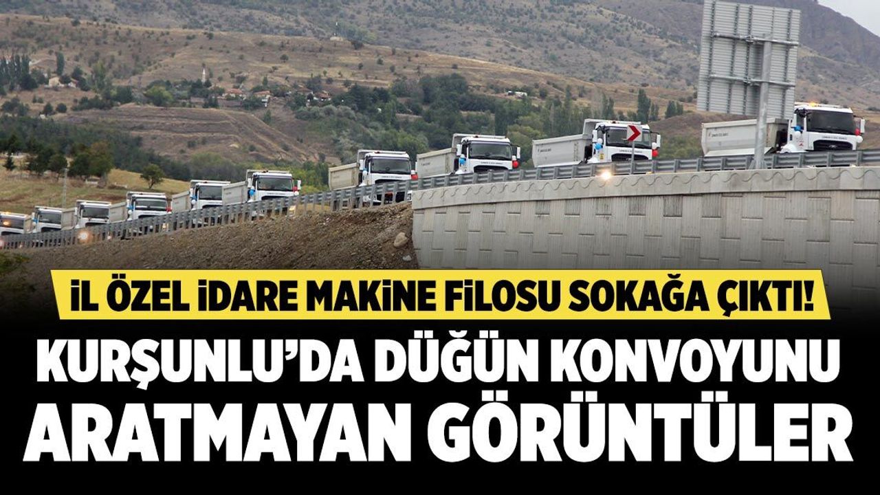 Çankırı İl Özel İdaresinin yaklaşık 60 araçlık filosu Kurşunlu’da konvoy yaptı