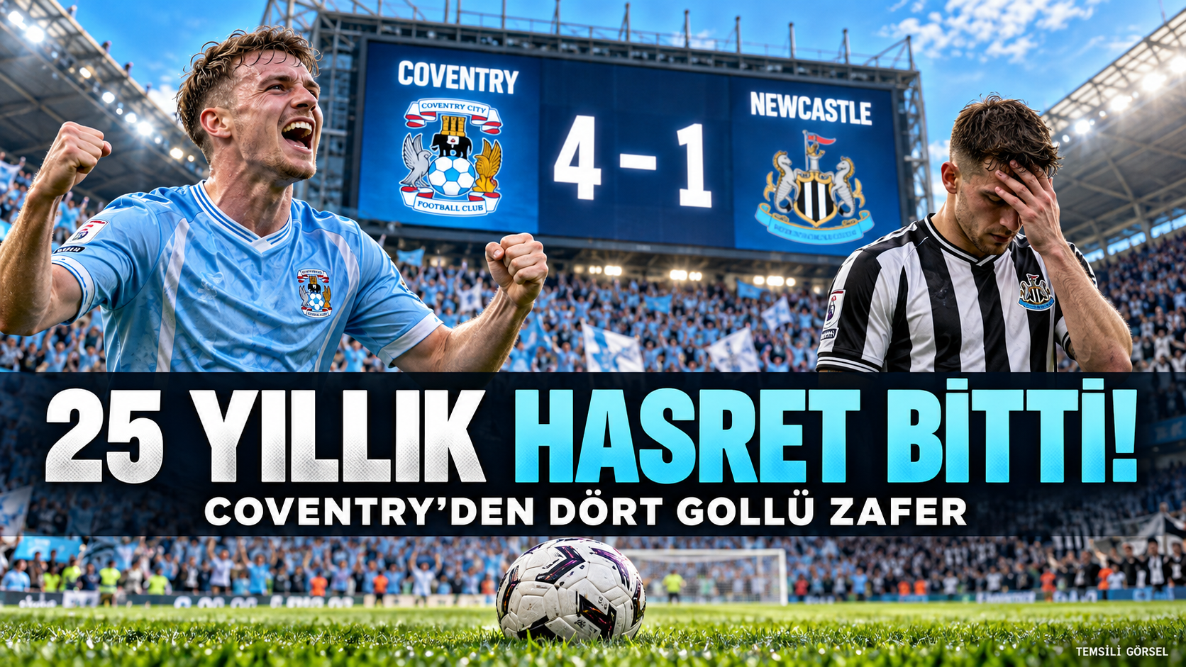 Coventry’de 25 yıllık hasret bitti! Newcastle’a dört gollü gece